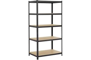 Yaheetech 180 x 90 x 60 cm Étagères Charge Lourde Clipsable Résistant Capacité 875 kg Meuble de Rangement Garage Cuisine Chambre Noir 180 x 90 x 60 cm