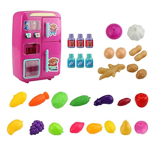 Preisvergleich Produktbild AEROBATICS Kühlschrank Spielzeug Kind,Kühlschrank und Zubehör Puppenzubehör Nebel Funktion Lichter Ringe Kinder-Kühlschrank Spielzeug Set Mini Pretend Play Küche Spielzeug für Kinder