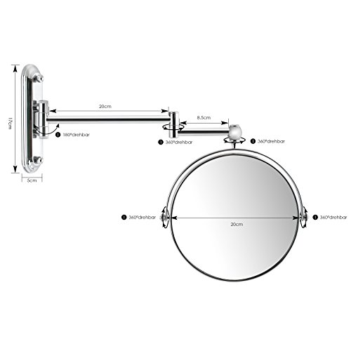Femor 10fach Kosmetikspiegel zweiseitiger Schminkspiegel (Normal, 10fach Vergrößerung) Wandspiegel für Schmink und Rasier - 6