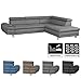 Produktbild CAVADORE Ecksofa Marool mit Bett und Stauraum / Graues Schlafsofa im modernen Design / Inkl. verstellbaren Kopfteilen / 283 x 79 x 229 / Hellgrau