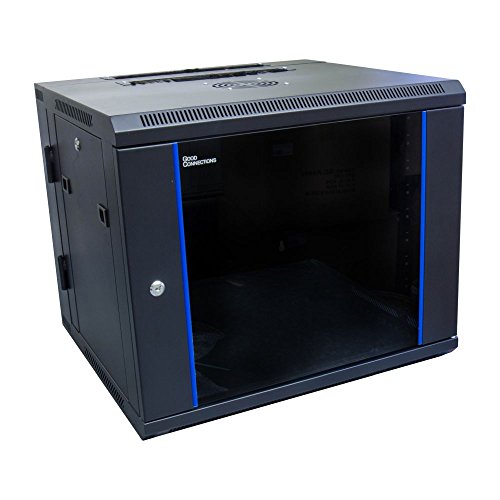Preisvergleich Produktbild Good Connections® 19" Netzwerk Wandgehäuse / Wandschrank, 9HE, tiefschwarz (RAL9005), Rückseite schwenkbar, 600 x 550mm, fertig montiert, mit Lüfter, abschließbare Sicherheitsglastür, Schwenkrahmen und Seitenteile