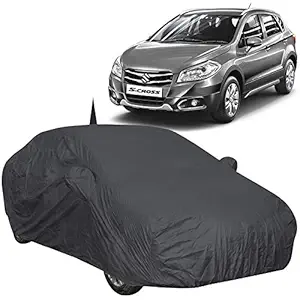 The Autostory 190 Taffeta Water Resistant Car Body Cover Compatible with Maruti SCross with Mirror & Antenna Pockets (Grey/Navy Blue)