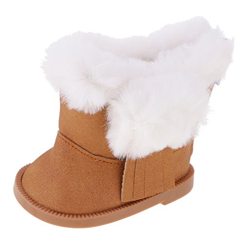Sharplace Stylish Mini Shoes Outfit Zip Plush Snow Boots with Tassel for 18" American Girl Our Generation My Life Dolls Accessories Brown