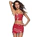 Produktbild Ansenesna Reizwäsche Damen Erotik Rot Kleid Leder Korsett Babydoll Frauen Leidenschaft Versuchung Kostüme Set (M, Rot)