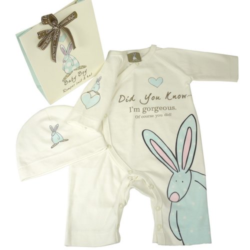 Baby Boy Rufus Rabbit Romper Suit and Hat