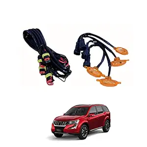 PRIKNIK LED Grille Lights Amber Yellow Grill Led with Fuse Adapter Wiring Harness Kit (4PCS, Amber Shell with Amber Light) Compatible with XUV 500