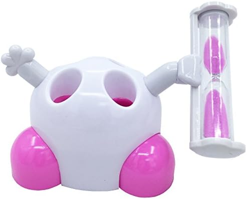 Bathroom Toothbrush Holder Stand with 3-minute Hourglass to Help Your Kids Develop Good Habits, Pink