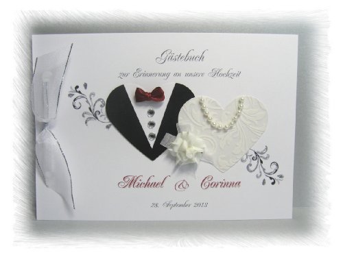 Gästebuch zur Hochzeit mit Namen 10012 in bordeauxrot