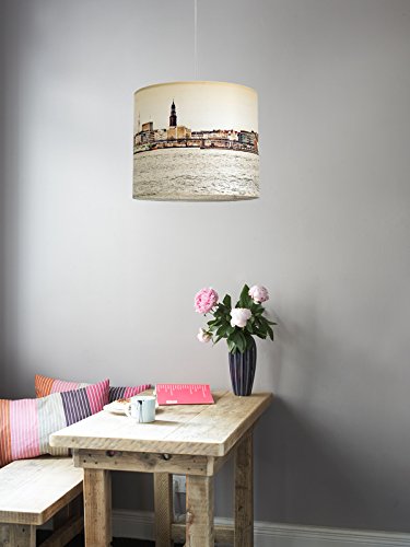 anna wand Lampenschirm HAMBURG ELBE – Schirm für Lampen mit Hamburg-Motiv in warmen Farben – Sanftes Licht für Tischleuchte / Stehlampe / Hängelampe im Wohnzimmer, Esszimmer, Schlafzimmer - 3
