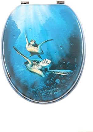 ADOB Toilet Seat with Turtle Design, Adjustable Metal Hinges, 87446 rack box