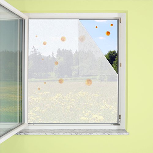 1PLUS Profi Pollenschutz Pollenvlies Fliegengitter Insektenschutz-Vlies 150 x 180 cm incl. Klebeband, 2er Pack