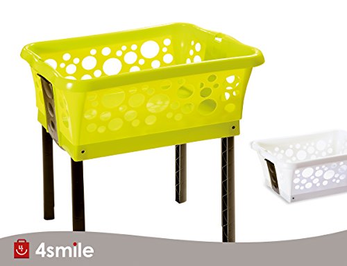 Menz Baski - Wäschekorb mit ausklappbaren Beinen, 1 Stück in kiwi | rückenfreundliche Klappautomatik, Korb: 65 x 44 x 30 cm, Standhöhe ca. 60 cm - Made in Europe