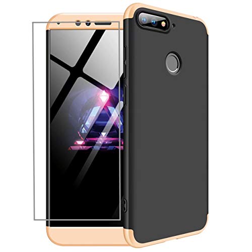 AILZH Huawei Honor 7A/Y6 2018/Enjoy 8E Hülle 360 Grad Schutzhülle HandyHülle PC Hartschale Anti-Schock Anti-Kratz Stoßfänger 360° Full-Cover Case Matte Schutzkasten+Gehärteter Glasfilm(Gold Schwarz) AILZH Huawei Honor 7A/Y6 2018/Enjoy 8E Hülle 360 Grad Schutzhülle HandyHülle PC Hartschale Anti-Schock Anti-Kratz Stoßfänger 360° Full-Cover Case Matte Schutzkasten+Gehärteter Glasfilm(Gold Schwarz)
