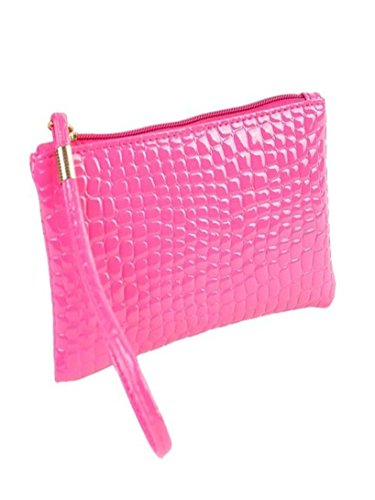 Preisvergleich Produktbild Subfamily Geldklammer, Frauen Krokodilleder Clutch Handtasche Tasche Münze Geldbörse Geldtasche (Hot Pink)