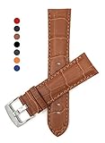 Leder Uhrenarmband 20mm für Herren, Hellbrun, Alligatormuster, auch verfügbar in schwarz, braun, blau, rot