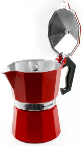 Andrew James – 3 Tassen Espressokocher Im Italienischen Stil – Rot – Inklusive Dichtungsring - 4