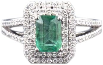 1.80 CARATS OCTAGON SHAPE 18KT SOLID WHITE GOLD NATURAL GREEN EMERALD DIAMOND RING WITH FREE EGL CERTIFICATE