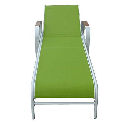 Liege Garten Gartenliege Sonnenliege Relaxliege Liegestühle Liegestuhl Grün Relax Sonnenbad Verstellbar Stahl XXL 217 x 57,5 x 33 cm - 5