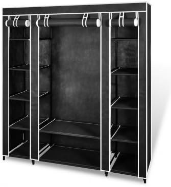 Space Saving Portable Fabric Cabinet With Compartments In Colour Black Made Of Durable Non-Woven Fabric & Moisture Resistant Iron Tubes - Perfect Furniture In Children's Room, Bedroom and In The Attic By eCommerce Excellence