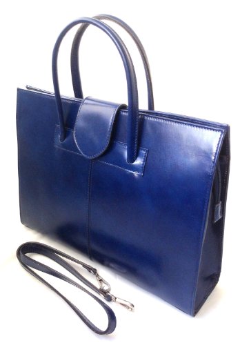 Chicca Tutto Moda CTM Bolso cartera de mujer azul de piel verdadera italiana. Piel Verdadera. 100% Fabricado en Italia