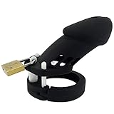 XHYX Adult Soft Silicone Cage Device,Men's Medical Breathable Hollow Massager Cage Device with 5 Rings Black,10cm