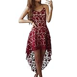 Gelegenheit: Täglich, Party. Frauen Cocktailkleid, Xjp Sexy SleeveLess V-Ausschnitt Spitze Kleider (36, Rot)