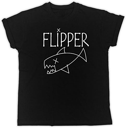 FLIPPER T SHIRT As WARN BY KURT COBAIN NIRVANA BAND ROCK PUNK VINTAGE TEE (Small, Black)