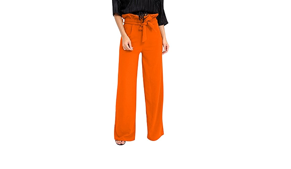 Eaylis Estate Donna Pantaloni Vita Alta Corno Cinturino Largo Arruffato  Pantaloni : Amazon.it: Abbigliamento