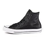 Abriebfeste Sohle Converse Damen All Star Hi Lea Metallic Hoch, Schwarz, 37,5 EU