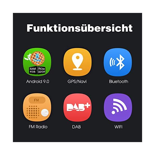 Pumpkin Android 8.1 Autoradio Moniceiver mit GPS Navi 10,1 Zoll Bildschirm Unterstützt Bluetooth DAB+ Android Auto WLAN 4G USB MicroSD 2 Din Universal – Bild 3