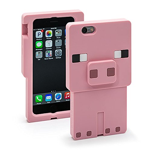 Carcasa de teléfono Minecraft Pig iPhone 6 Case 8,5x14x1,4cm de silicona rosa