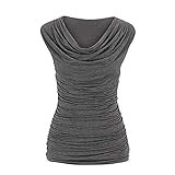 Yvelands Damen beiläufiger Rundhalsausschnitt-Pullover-Sleeveless dünnes abnehmendes T-Shirt übersteigt Bluse(CN-2XL,Grau)