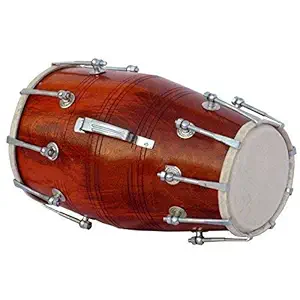 Tijarat Online Store Musical Dholak Nut/Bolt Sheesham Wood Carry Bag Bolt Tuned Wedding Dholki (Brown)