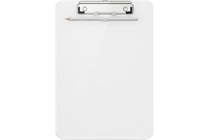 Hnogri Portapapeles de plástico, portapapeles de tamaño estándar A4 para, estudiantes, oficina, portapapeles con soporte para bolígrafo y clip de perfil bajo, tamaño 12.5 x 9 pulgadas, (blanco)