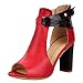 Produktbild feiXIANG Damen Atmungsaktiv Sandalen Atmungsaktiv High Heel PU Leder peep Toe high Heels Kurze Stiefel Schuhe(Rot,35)