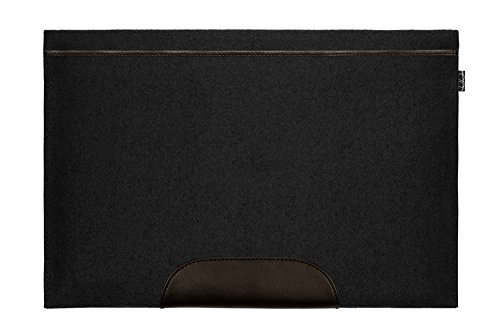 SILEO® 15-15,6 Zoll Premium Laptophülle THEO für Macbook Pro Air Dell XPS uvm. – Echtes Filz mit lebenslanger Garantie – Sleeve Case Hülle in Anthrazit & Dunkelbraun - 2