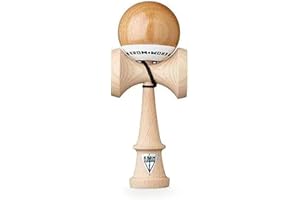 KROM Pro Kendama de Madera para Principiantes y avanzados – Pop LOL Aspecto Natural – Juego de Habilidad para Exteriores e Interiores – Juguete de Madera con Cuerda y Bola