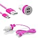 Produktbild USB 3.1 Typ C KFZ Ladegerät 2.1A und 1.0A Dual USB Ladeadapter Auto Ladekabel mit Nylonummantelung für Samsung Galaxy, Oneplus, Sony Xperia, LG, Nexus, HTC mit USB Type C Connector in Pink