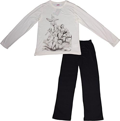 Avengers Adults Long Sleeved Pyjamas Squad and Iron Man Flying Cream Medium By BestTrend