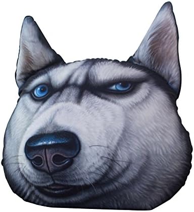 HKYIYO 3D Printed Doge and Husky Dog Face Soft Velvet Cushion for Living Room Bedroom Cars Decoration Cartoon Pillow - Black
