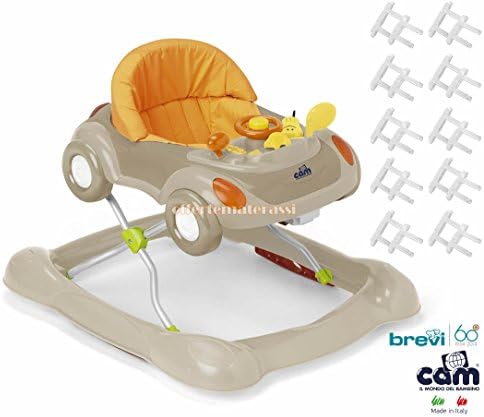 Cam Walking Grey Baby Walker Activity Centre + 10 Plastic copriprese Short