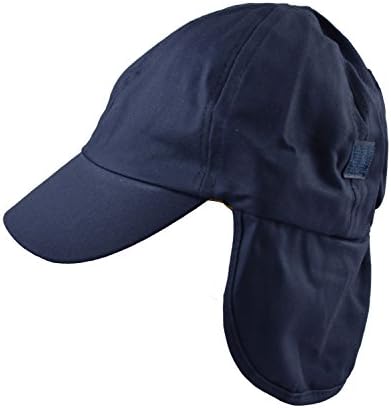 Sun Hat Boys Girls Toddler Kids Legionnaire Cap Cotton Summer Beach Hat with Roll up Neck Protection Flap. Navy Blue 18 Months - 8 Years (12-18 Months)
