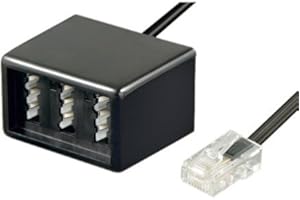 TPFNet Adapterkabel RJ45 Stecker (8P4C) an TAE NFF Buchse, zum Anschluss von 2 Telefonen mit TAE F Stecker und 1 Zusatzgerät mit TAE N Stecker an die strukturierte Gebäudeverkabelung, Schwarz