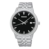 Seiko Men's Quartz Black Dial Stainless Steel Bracelet Watch SUR093