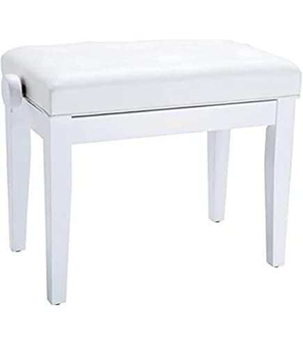 Funkey B100 Banco Para Piano Blanco - Taburete Cómodo Teclado Con Patas Metal 44x30x50 Cm