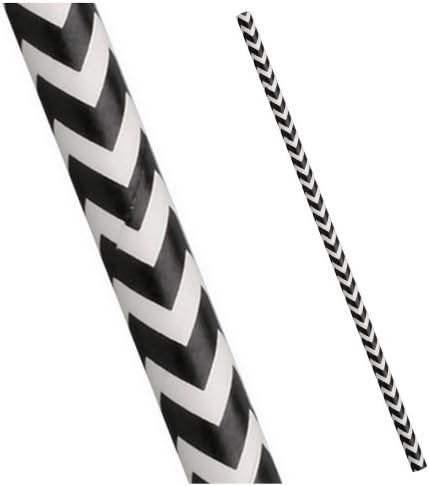 Paper Drinking Straws Retro Black Chevron - 25 Pack