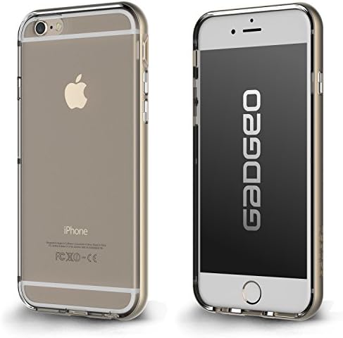 GADGEO iPhone 6 Plus Transparent Silicone Gel Bumper Case Cover Soft Flexible TPU with Tough Designer Surround Best iPhone 6 Plus / iPhone 6S Slim Silver Protective Case Cover / Gold