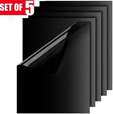 BBQ Grill Mat Set of 5, Shovan Non-stick Cooking Mats Barbecue Sheets Oven Liner Cooking Mat-Reusable, Heat Resistant, Dishwasher Safe Perfect for Baking on Gas Charcoal Oven and Electric Grill