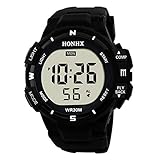 Luxus Männer Elektronische Analog Digital Military Armee Sport LED Alarm Armbanduhr Wasserdichte Armbanduhr Casual Armbanduhr - schwarz