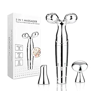 Navya Enterprise 3D Manual Face Massager Roller, 3-IN-1 Electric 3D Vibrating Roller Facial Massager Beauty Bar Kits Facial Tools for Anti-Aging Anti-Wrinkles Skin Tightening (3 In 1 3D Massager)